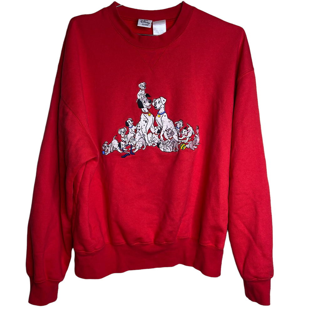 Disney 101 Dalmations Crewneck Red Sweater Large